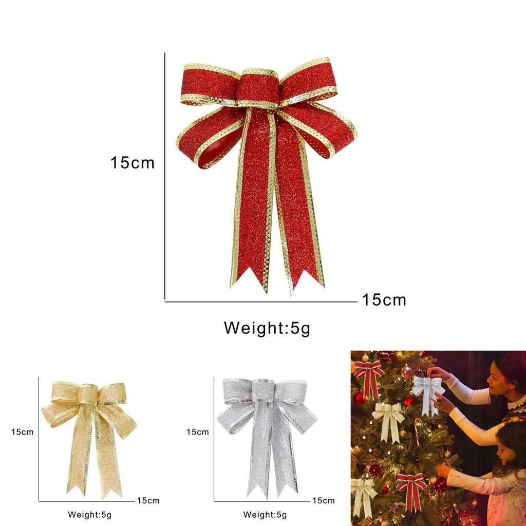 15cm Vibrant Red Silver And Gold Dazzling Glitter Christmas Bow Decorative Accessory For Home Decoration