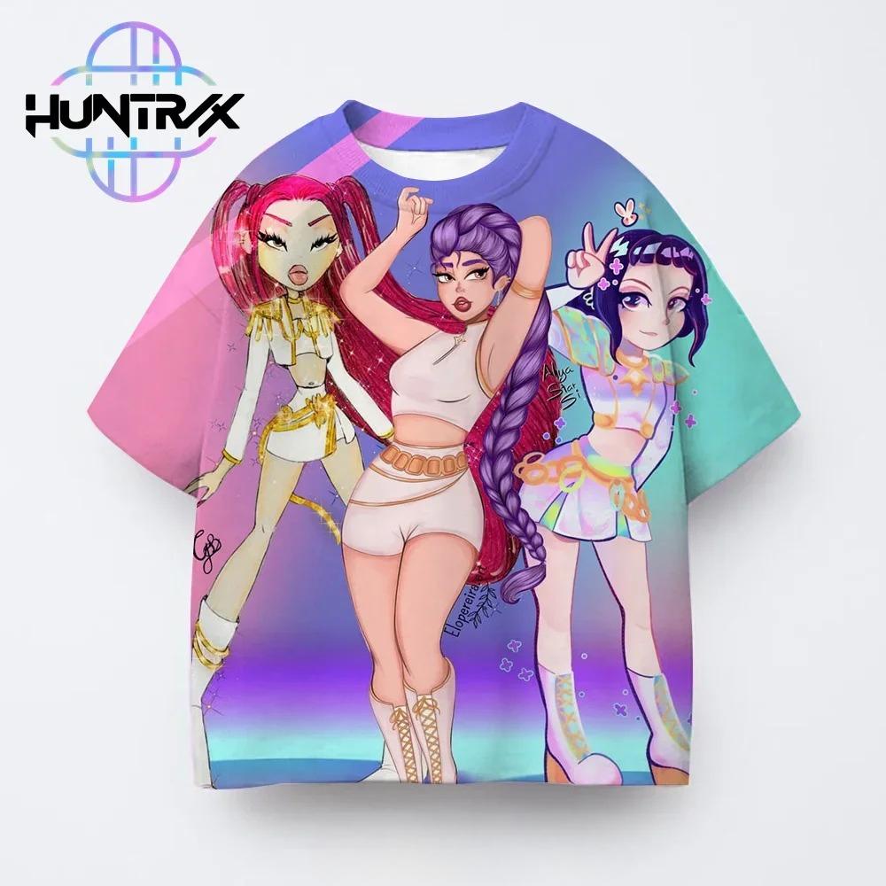 Kpop Demon Hunters Children 3D Print Boy T-shirt Street Casual Harajuku Animation Girl Group Short-sleeve Clothing Top Summer