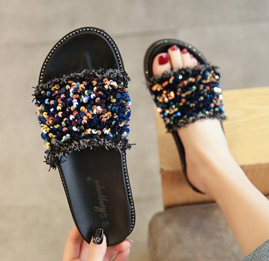 Fashion Big Size 34-43 Women Flat Heels Sandals Comfy Slip On Slides Woman Slippers Outside Rubber Flip Flops Femme Shoes Clogs Summer