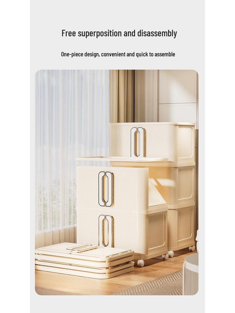 Multi-Layer Foldable Push-Pull Wardrobe & Snack Storage Cabinet with Wheels