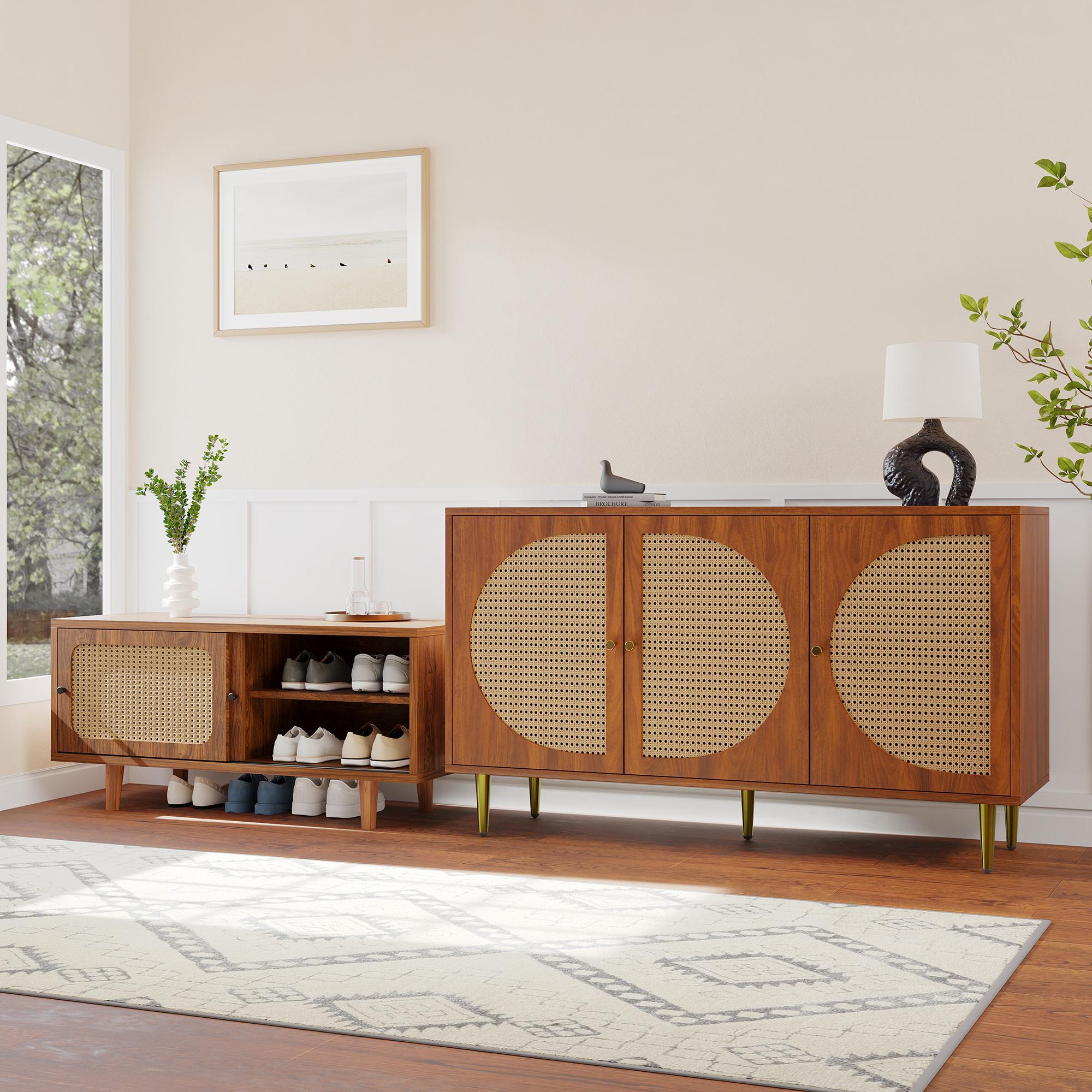 Rattan Sideboard Set for Living Room