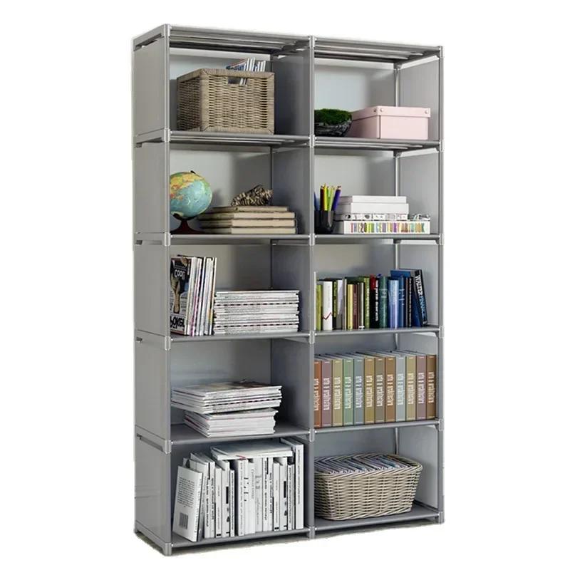 Portable Bookshelf with Fabric Cloth At Back, Cube Closet Storage Organizer Bookcase, Living Room,Study Room,Bedroom