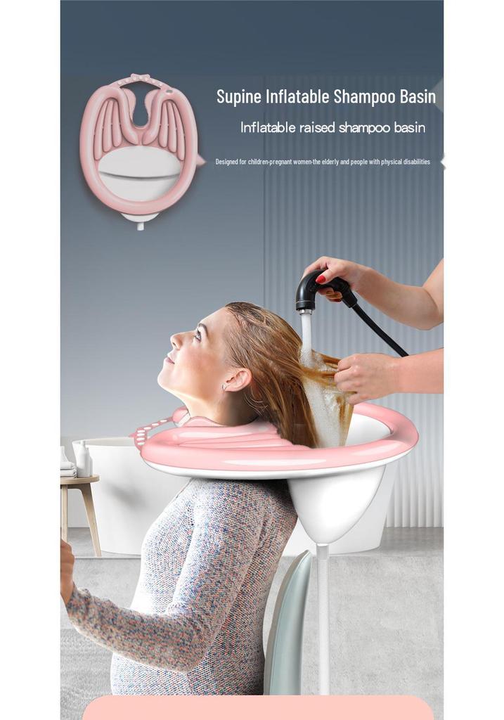 Foldable Inflatable Shampoo Basin: Convenient Hair Washing Tool for Home, Elderly, and Pregnant Use