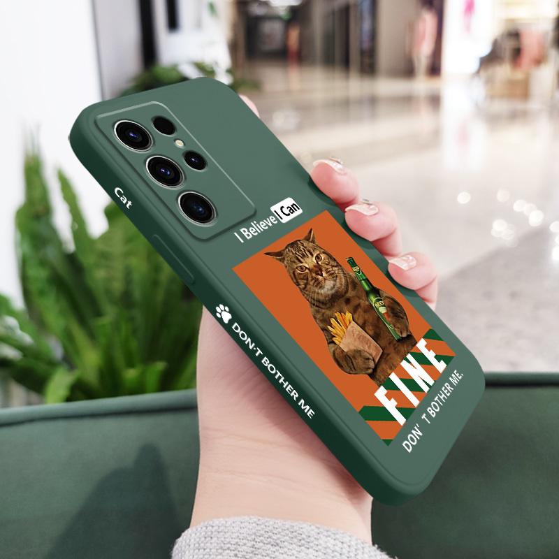 Beer Cat Phone Case For Samsung Galaxy S25FE S24 S23 S22 S21 S20 S10 S10E Ultra Plus FE Note 20 Ultra 10 Plus Cover
