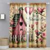 2PCS Retro Love Hut Valentine's Day Curtains   Romantic Style   Bedroom Living Room   Drawbar Pocket Decorative Curtains