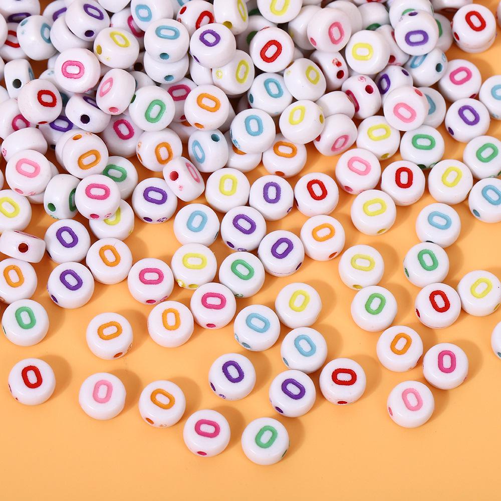 Alphabet Beads: Colorful A-Z Single Letter Round Beads for DIY Jewelry – Flat, White Background, Straight Hole for Stringing Phone Chains & More