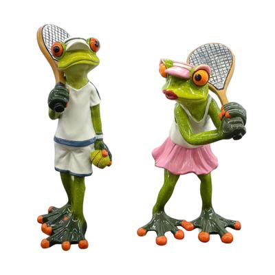 Tennis Frog Statue Modern Creative Art Crafts Collectible Tabletop Ornament for Table Centerpiece Bedroom Desk Entrance Cabinet