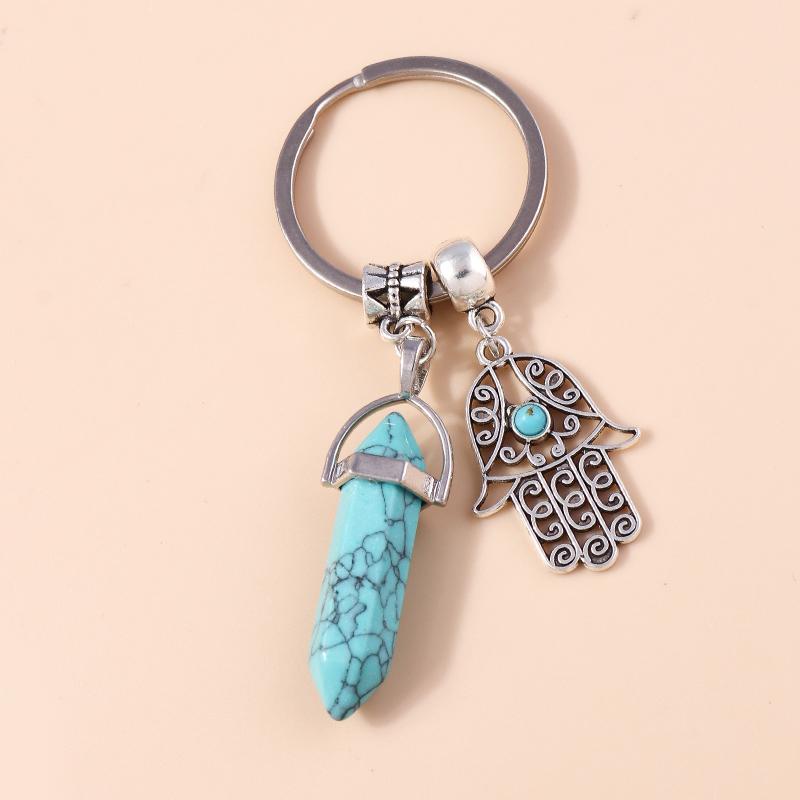 1Pc Bohemia Evil Eye Hamsa Hand Keychain for Women Men Blue Eye Sun Feather Key Ring Bag Pendant Car Key Holder Rings Wholesale