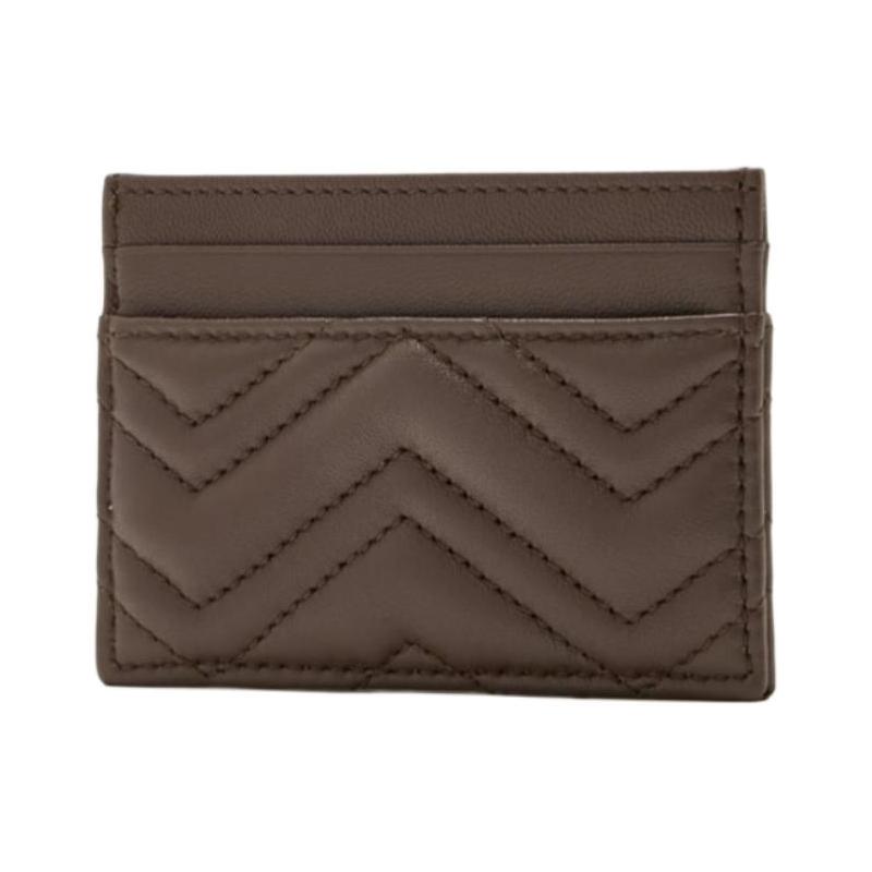 Gucci GG Marmont Double G logo quilted design leather card holder women's taupe
