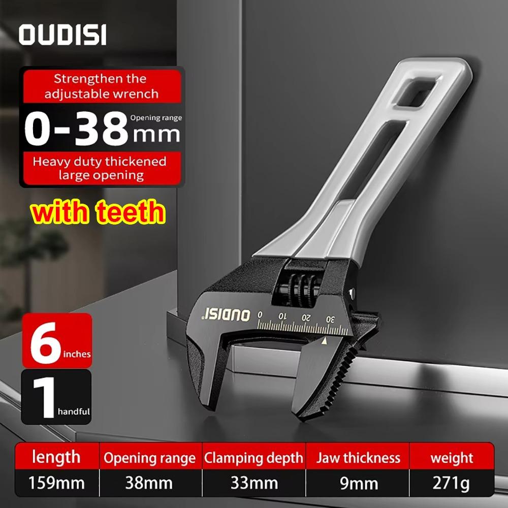 1Pcs Durable 5/6/8 Inch Universal Spanner Steel Mini Adjustable Wrench Large Open 0-45mm Short Handle Tool For Bathroom Pipes