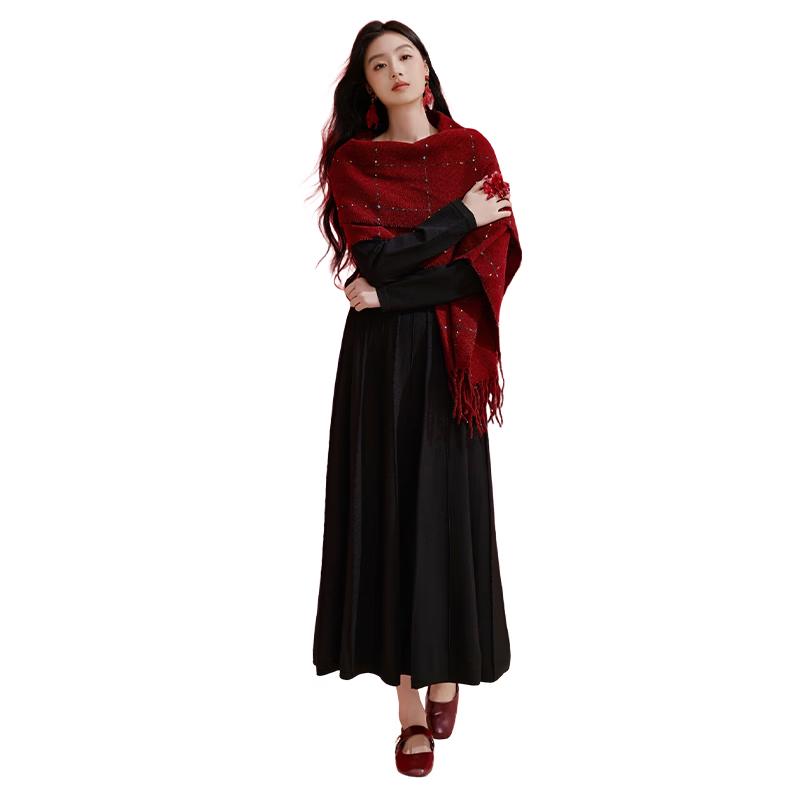 

Xiangying Knit Splicing Long Sleeve Dress L