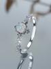 Charm Female Opal Stone Round Ring Silver Color Cute Gift Wedding Jewelry for Women