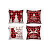 Set of 4 Merry Christmas Decorative Throw Pillow/Cushion Covers - (16 X 16 INCH, Red & Black)