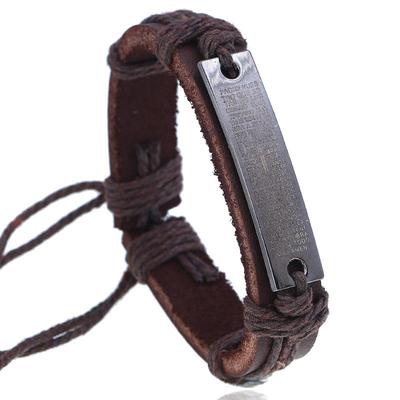 Vintage Deri Bileklik Metal Oyma Kolye Bileklik Kenevir Halat Kullanılan Bileklik