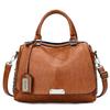 Vintage Boston Pu Leather Large Capacity Handbags Purse Women Shoulder Crossbody Bags Rivet Designer Female Pillow Tote Quality