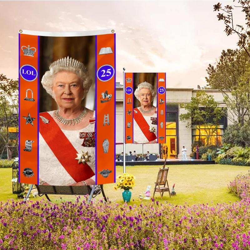 Mourn Queen Elizabeth Ii Flag Banners Platinum Jubilee 70th Decor Anniversary
