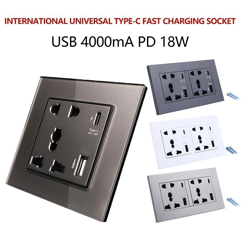 Type C Port Socket Power 4000Ma Usb Outlet Household Embedded Wall Power Usb Outlet Modern Electrical Wall Panel For Home Office