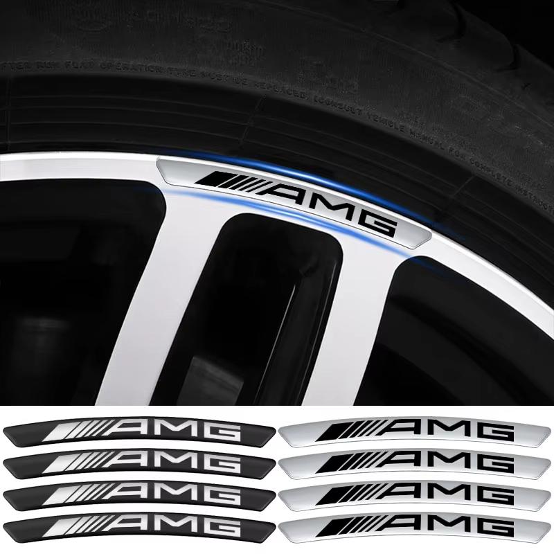 Car Styling 4Pcs Aluminum Wheel Rim Sticker Decal For Mercedes Benz W204 W205 W211 Amg W212 W213 W203 Smart 451 Fortwo W176 W124