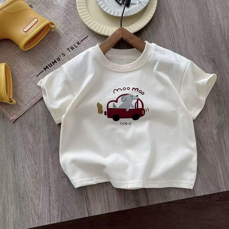 New Cartoon Tshirt For Boys Baby Print Tshirt Fashionable Casual Loose Sports Tshirt Childrens Summer Short Sleeved Top