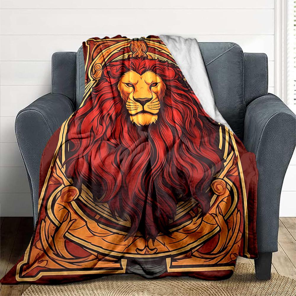 1PC Lion Art Blanket Soft Warm All Season Throw for Sofa, Bed, Car, Office Vibrant Colorful Design, Durable & Cozy Gift