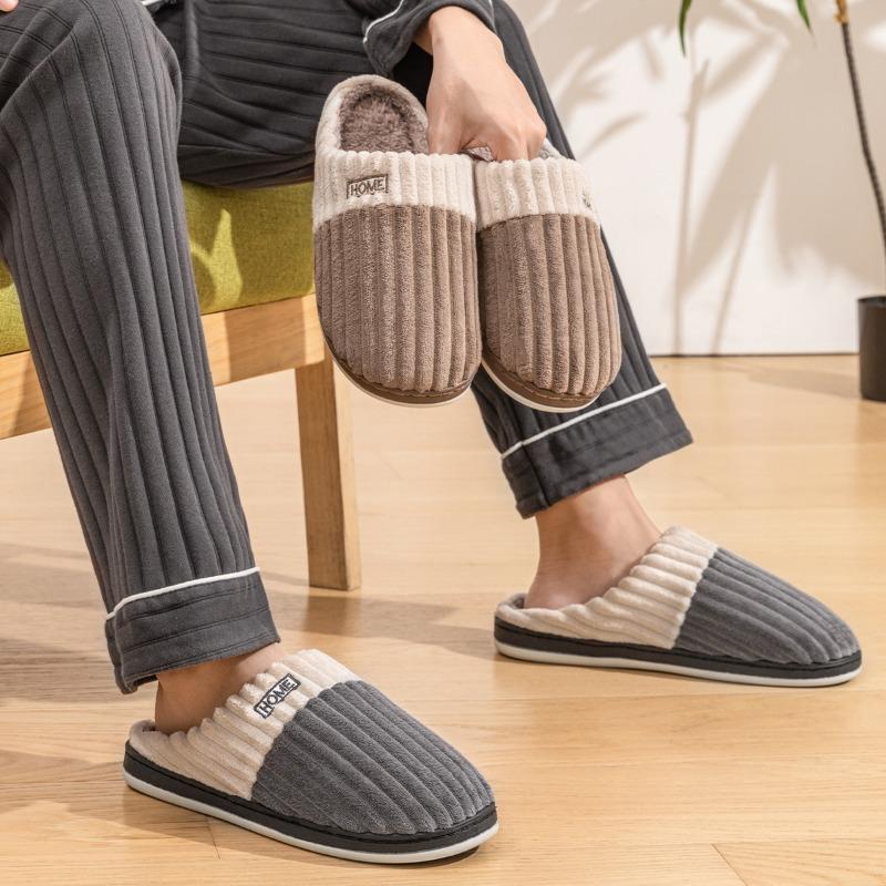 Cotton Slippers Men's Autumn and Winter New Couple Indoor Home Non-slip Warm Plush Slippers Women's Winter