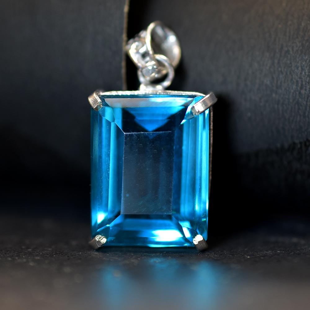 CERTIFIED Blue Sapphire Pendant 925 Sterling Silver Natural Emerald Stone 58 Ct My-487-sa
