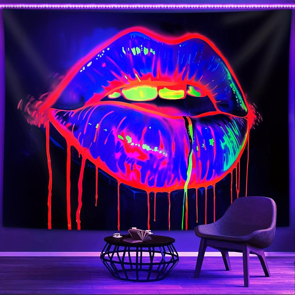 Psychedelic Neon Lip Tapestry Wall Hanging Cloth Party Trendy Cool Background Cloth Room Decoration Home Decoration