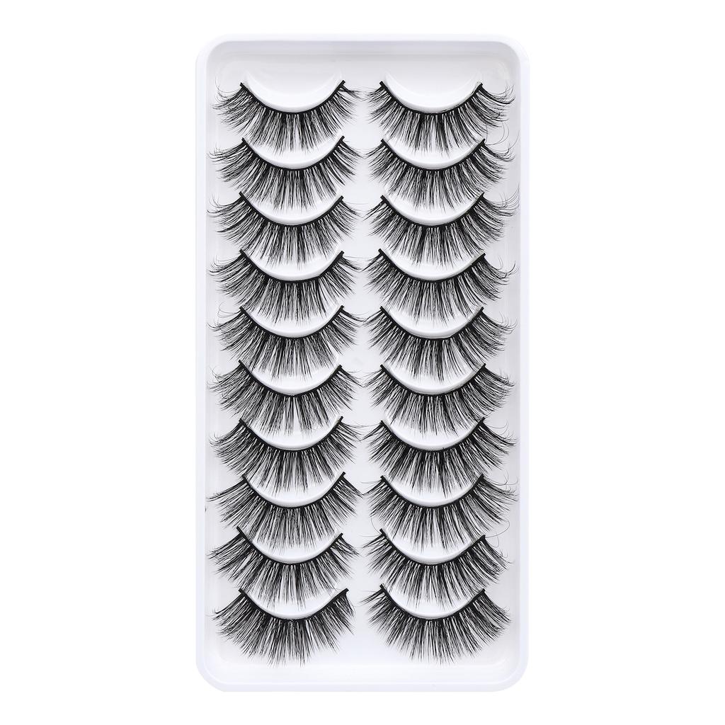 10 Pairs Dense Soft Artificial Eyelashes Charming Look Curling Up Eyelashes for Women and Girls Makeup DIY