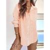 Women's Spring Autumn Striped Buttons Shirt Long Sleeve Casual Office Work Blouse Pocket Fashion Elegant Loose Simple Tops Vintage Clothing