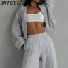 BITCED Casual American-style Autumn/winter Cardigan Set Sporty Streetwear-inspired Long-sleeved Women's Jacket and Trousers Two-piece