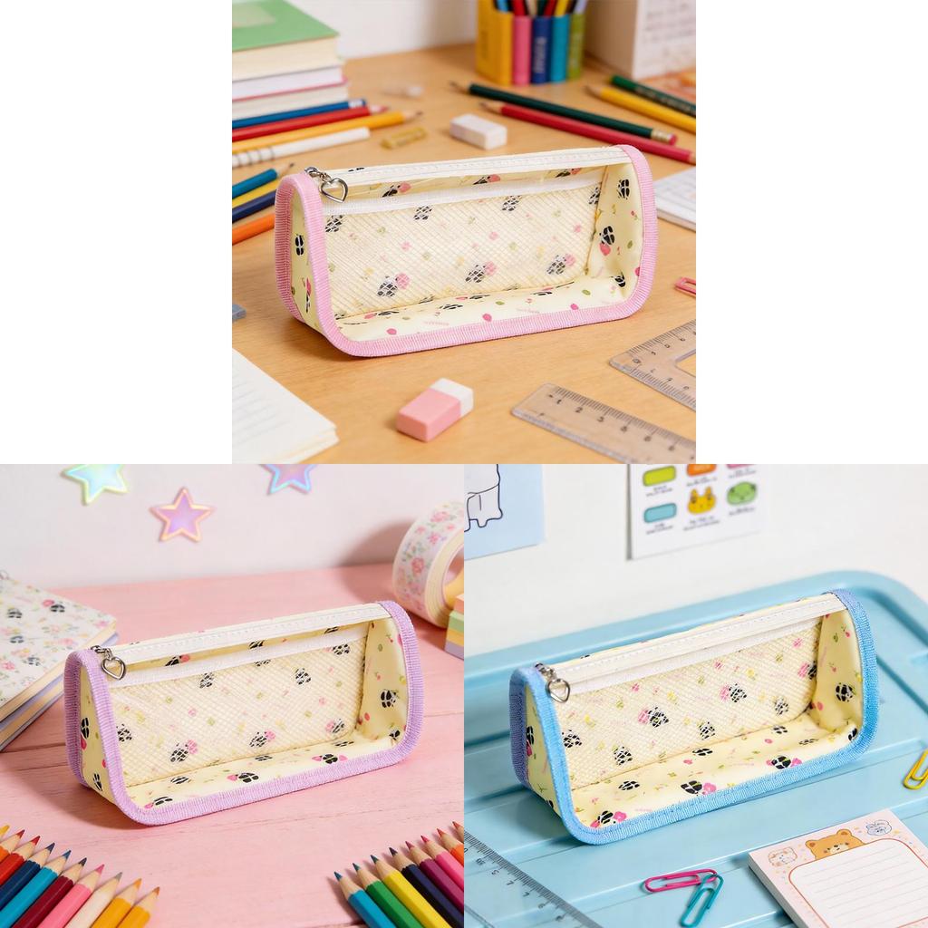 Pvc Transparent Triangle Pencil Case With Large Capacity For Students And Exam Use