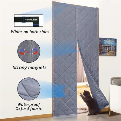 Magnetic Thermal Insulation Door Curtain Waterproof Warm-Keeping Door Curtain Oxford Closed by Magnets Pet-Friendly Door ScreensThicken Cotton Curtain