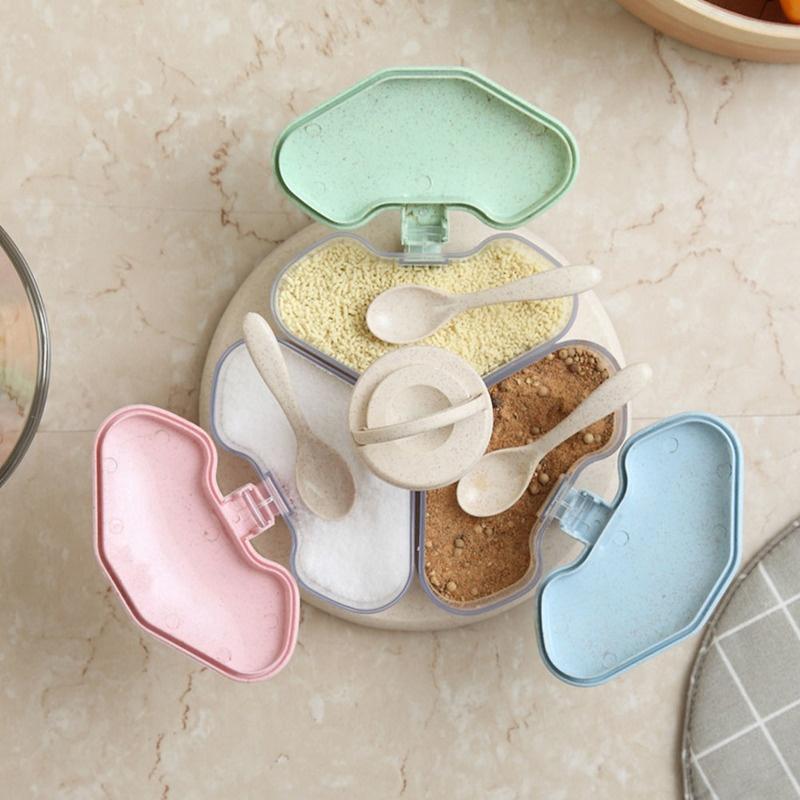 New Household Pepper Organizer Spice Salt Storage Pot Cooking Tool Desktop Wheat Straw Durable Seasoning