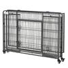 Dog Cage, Foldable Metal, for Large Dogs, 125 x 76 x 81 cm, Wheels, Dark Grey