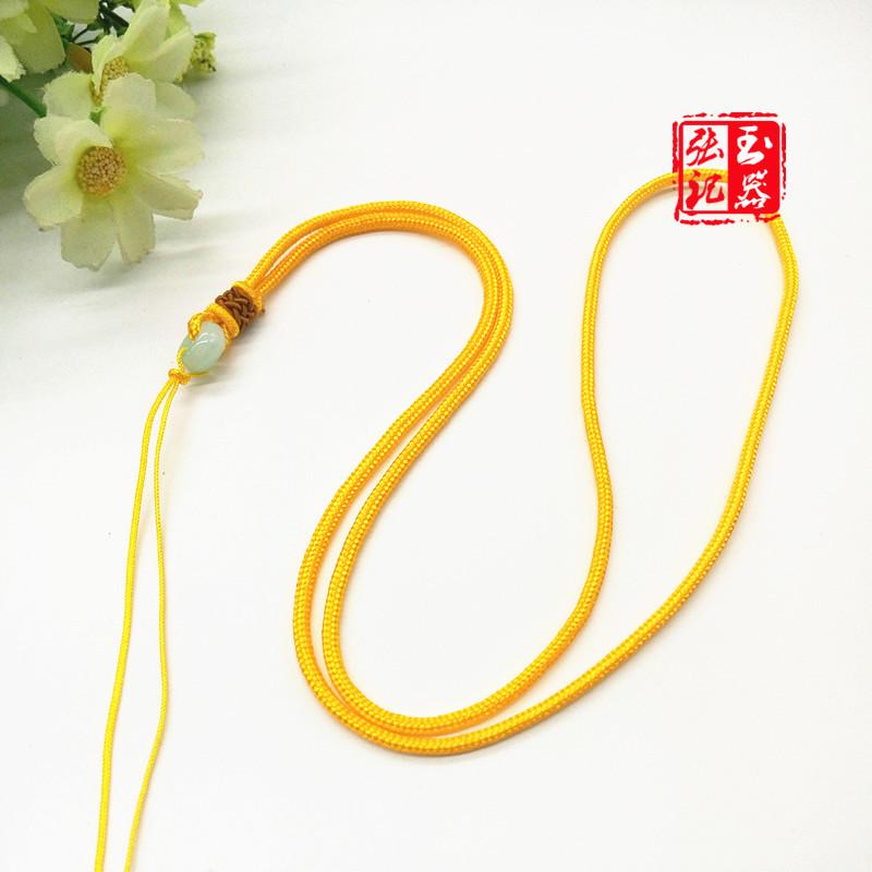 Jade Ethnic Style Handmade Jadeite Peace Pendant Woven Lanyard for Blessings