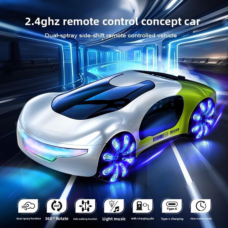 Magic Spray Music RC Stunt Car 2.4G Gesture Control EV Concept Vehicle with Flashing LED Lights Drift Toy Gift for Kids Age 6-12