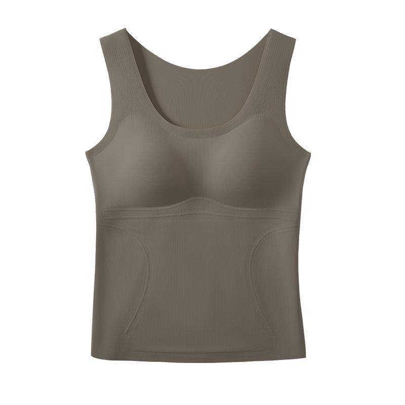 Women's L2# Wool Silk Brushed Base Layer with Underarm Coverage & One-Piece Fixed Bra Pads