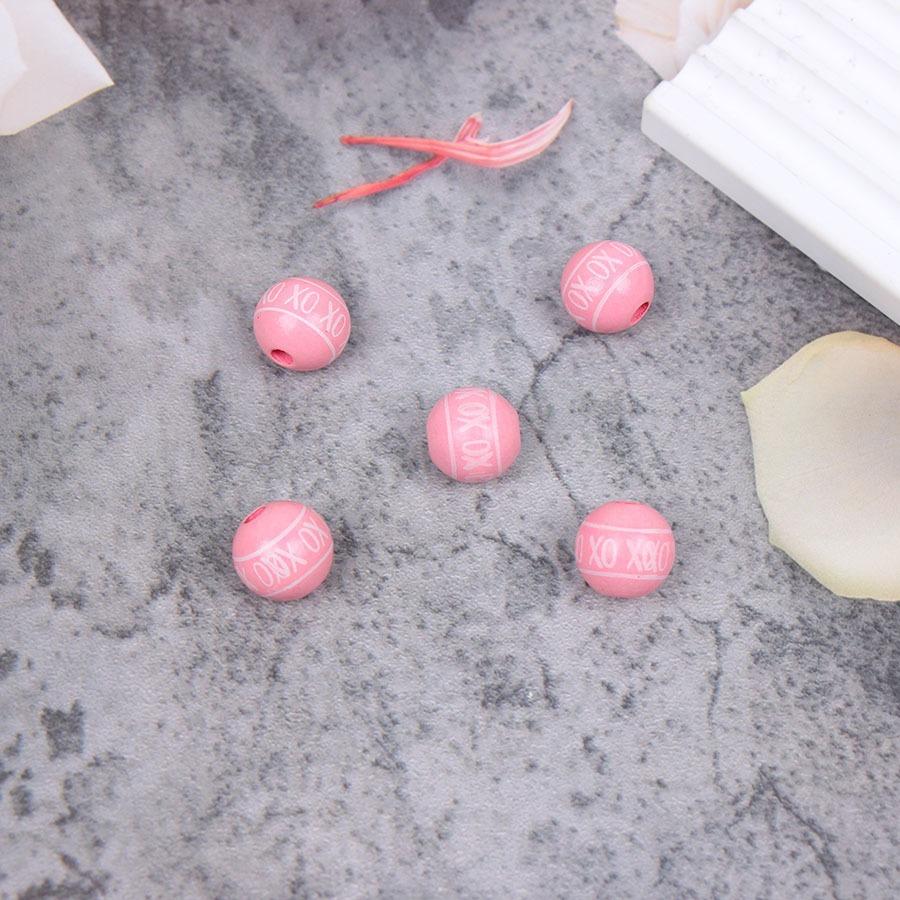 Valentine'S Day Love Wooden Beads Home Decoration Colorful Wooden Beads Wreath Accessories Diy Fringed Hemp Rope Wooden Beads String