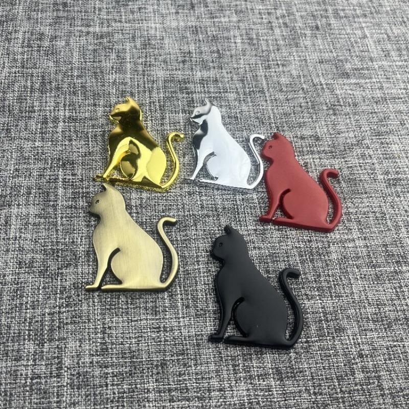 Car stylishtrendy brand pet cat car logo dog metal car sticker tail logo side logo exterior scratch decoration sticker Silver
