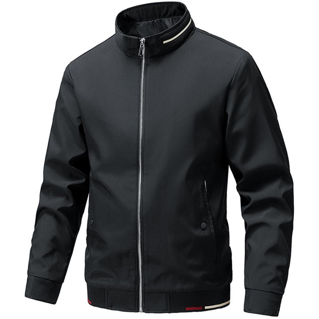 Men's Casual Solid-color Stand-up Collar Fitted Jacket, Windbreaker, Men's Zipper Baseball Shirt, Light Jacket