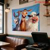 Funny Farm Animals Tapestry Donkey Horse Sheep Laughing Wall Hanging Cute Cartoon Room Decor Suitable for Use In Offices Bars