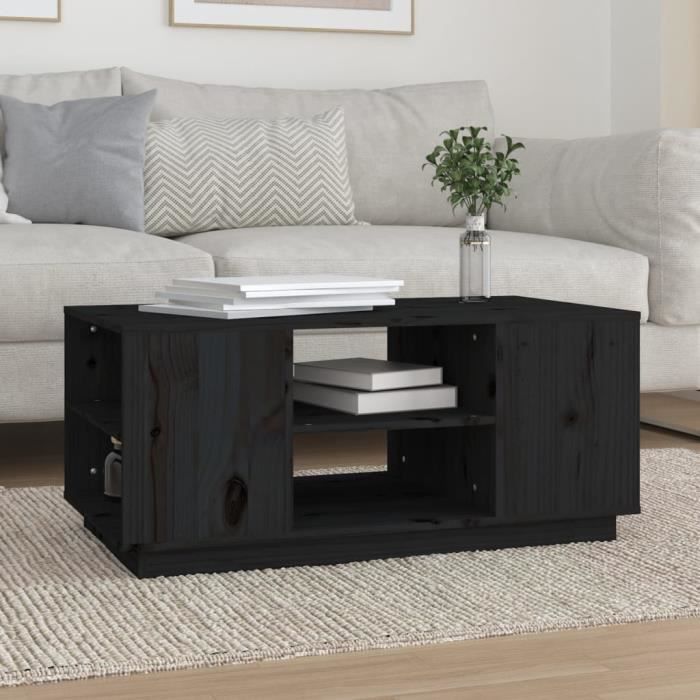 814403 vidaXL Table basse Noir 90x49x40,5 cm Bois massif de pin