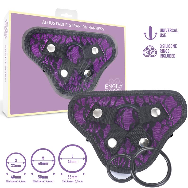 Miley Adjustable Universal Harness 3 Purple Silicone Ring