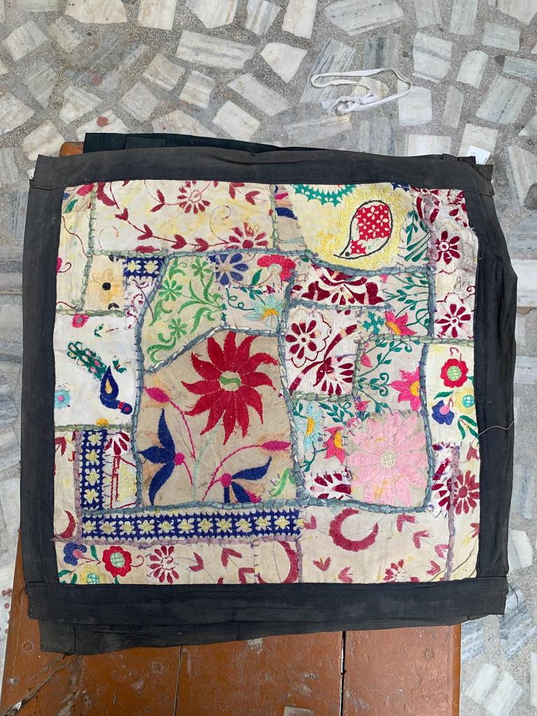 Hand Embroidered Cotton Pillow Cover: Bohemian Cushion, 40