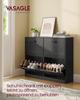 VASAGLE Shoe Cabinet 4 Flaps Shoe Rack Shoe Storage Divider Adjustable for 16-28 Pairs of Shoes Hallway 24 x 105.5 x 82.7 cm Ebony Black