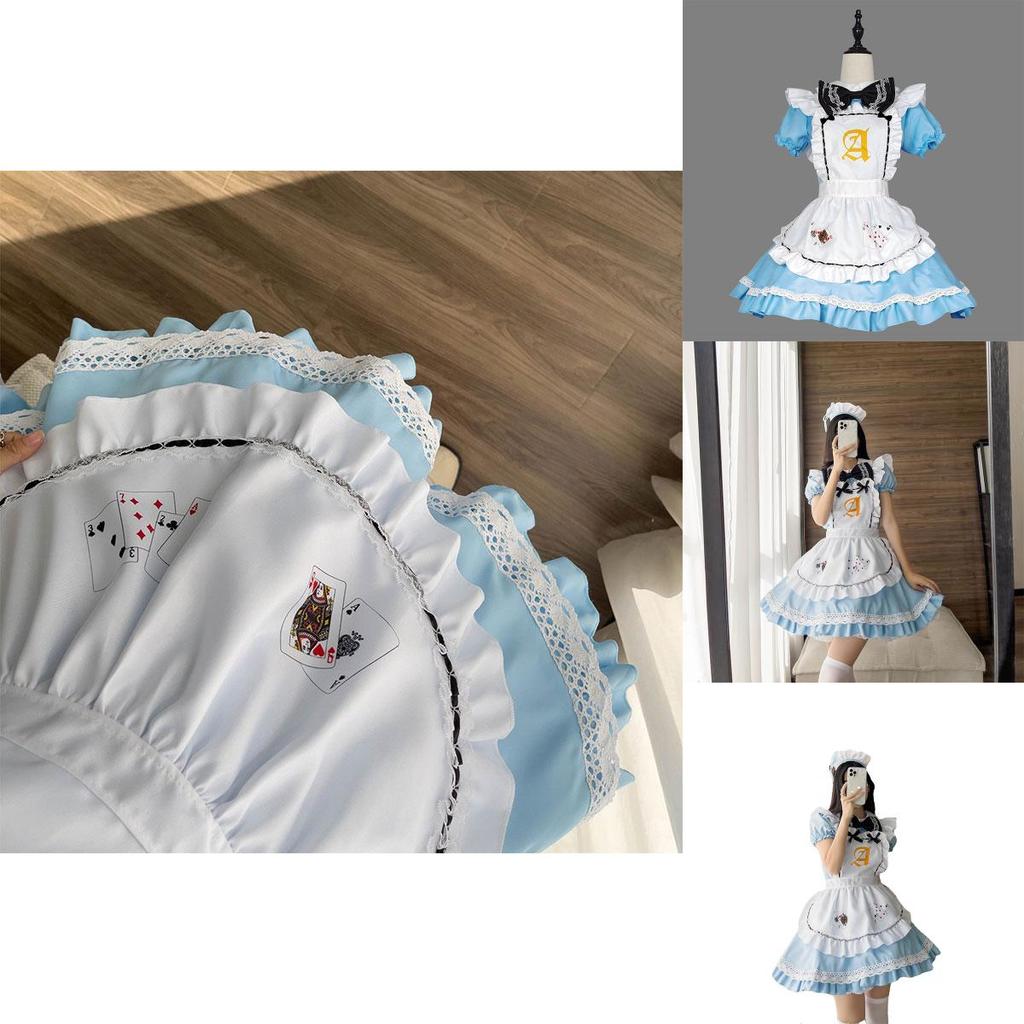 Elegant Polyester Alice In Wonderland Maid Cosplay Dress