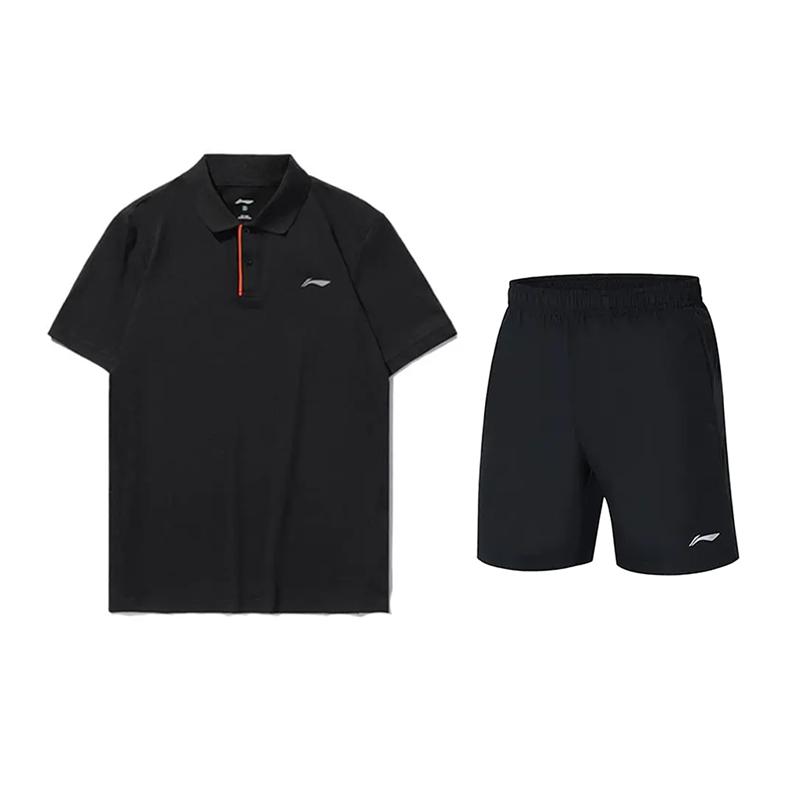 

Li Ning Простая Базовая Дышащая Быстросохнущая Удобная Универсальная Футболка-Поло с Коротким Рукавом Повседневный Спортивный Комплект Унисекс Комплекты Черный APLU721-1+YKST119-1 S