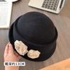 Hepburn Camellia Curled Linen Beret Women's Summer Thin Breathable Top Hat Show Face Small Hat Painter Hat