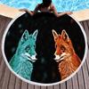 Fox Round Beach Towel, Jungle Wild Animal Beach Blanket,Rustic Farmhouse Woodland Fox Absorbent Quick Dry Pool Towel Picnic Mat