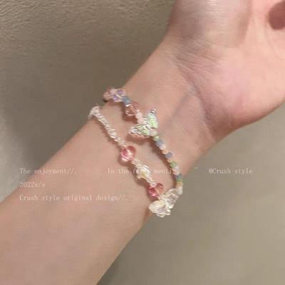 Colorful Butterfly Beaded Friendship Bracelet - Candy Colors, Washable Design for Female Students & Besties